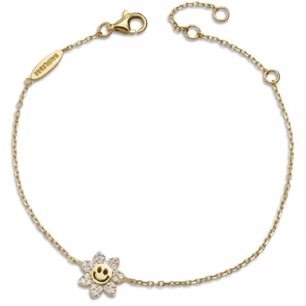 Felice Cubic Zirconia Smiling Daisy Link Bracelet in 18K Gold Plated Sterling